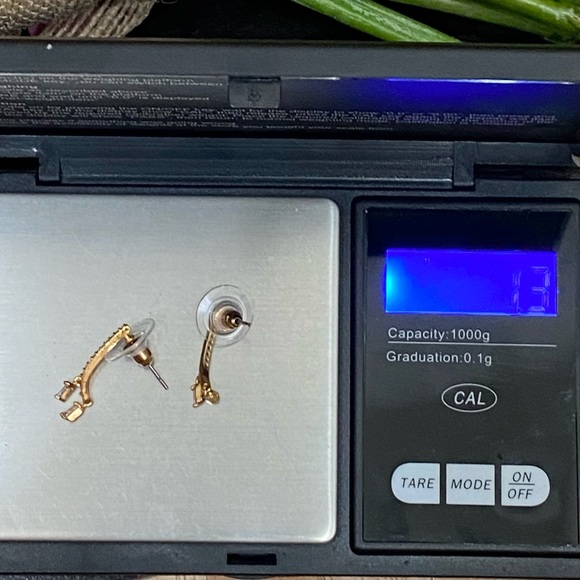 CRISTALLO CZ Cubic Zirconia Pave Gold-tone Drop Earrings - Picture 8 of 12